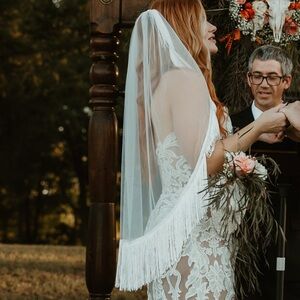 Ivory Boho Fringe Veil